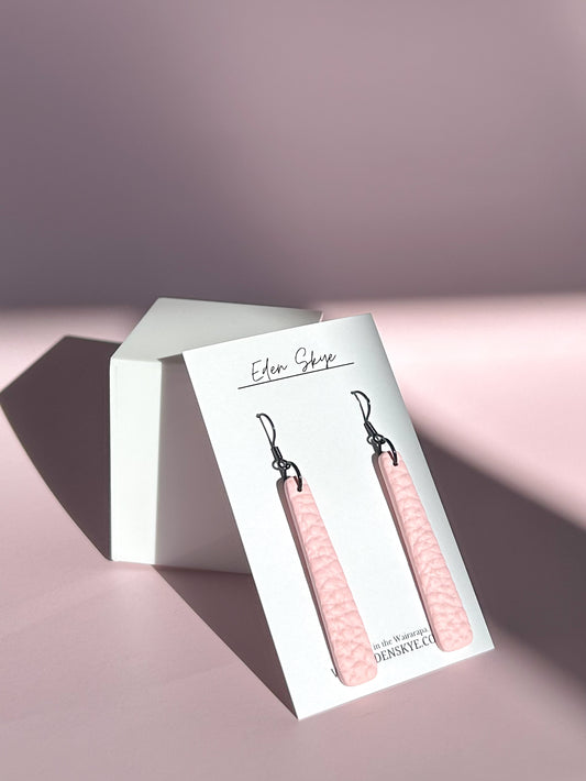 Geo Dangle Earrings - Pink Leather Look