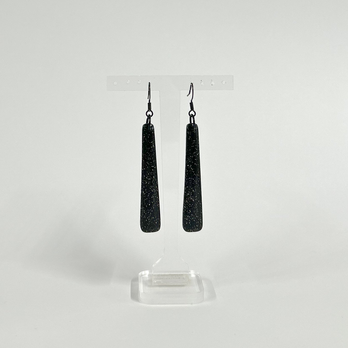 Geo Drop - Black Glitter w Resin