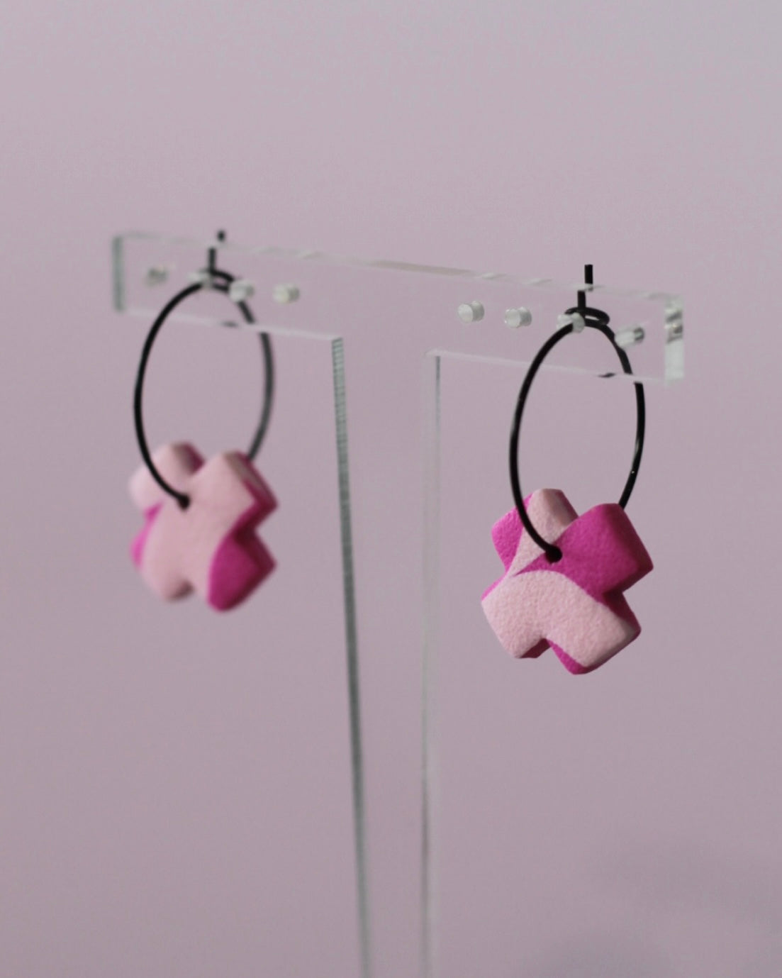 Cross Hoop Earrings - Multicoloured with Texture