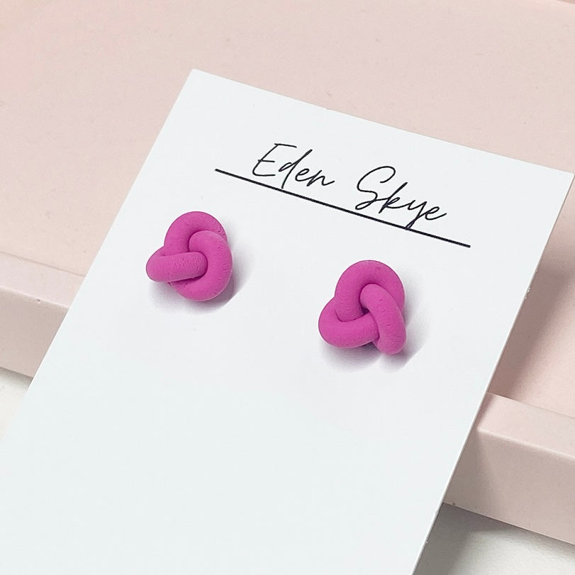 Knotted Studs - BARBIE PINK