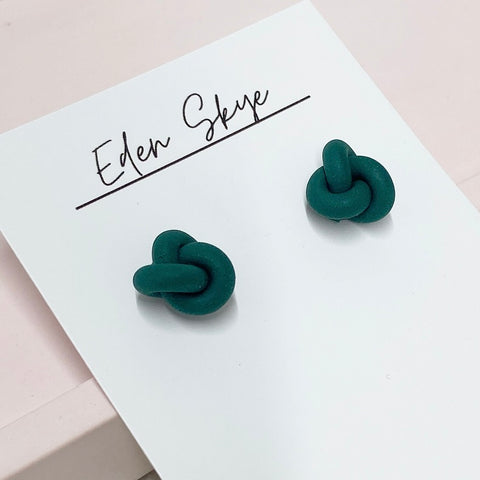 Knotted Studs - EMERALD GREEN