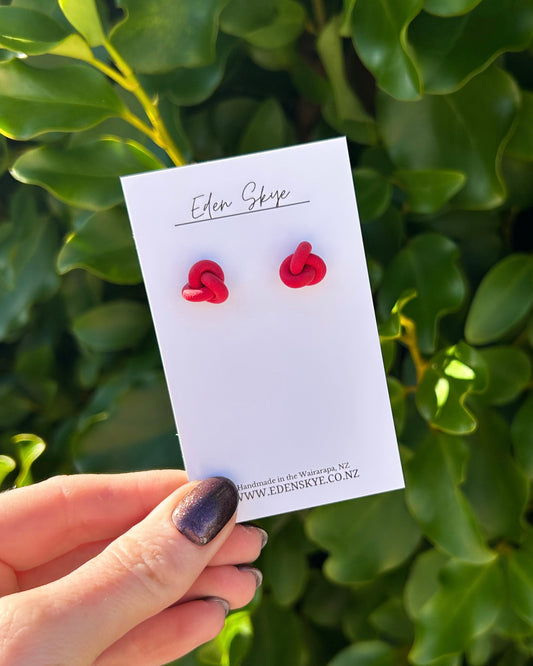 Knotted Studs - Red