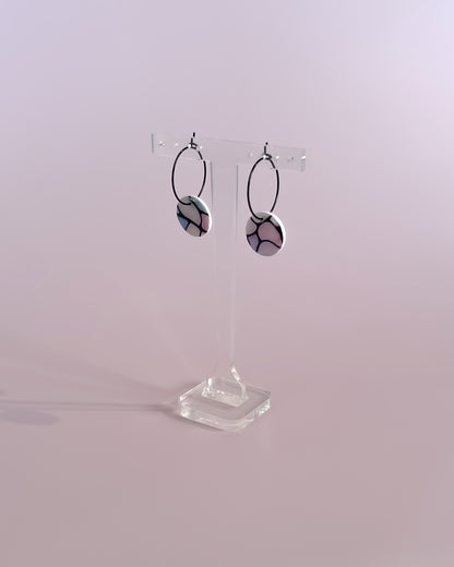 Mini Hoop Earrings - Stained Glass Look With Resin Coating