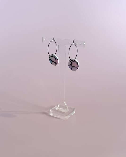 Mini Hoop Earrings - Stained Glass Look With Resin Coating