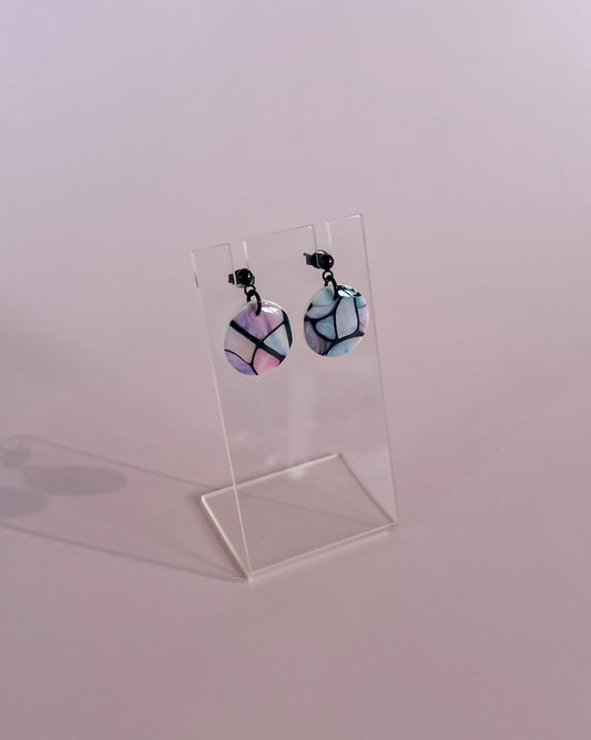 Midi Dangle Earrings - Stained Glass Look With Resin Coating
