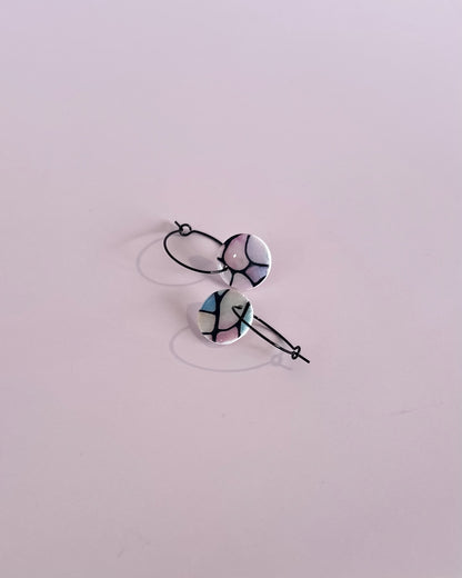 Mini Hoop Earrings - Stained Glass Look With Resin Coating
