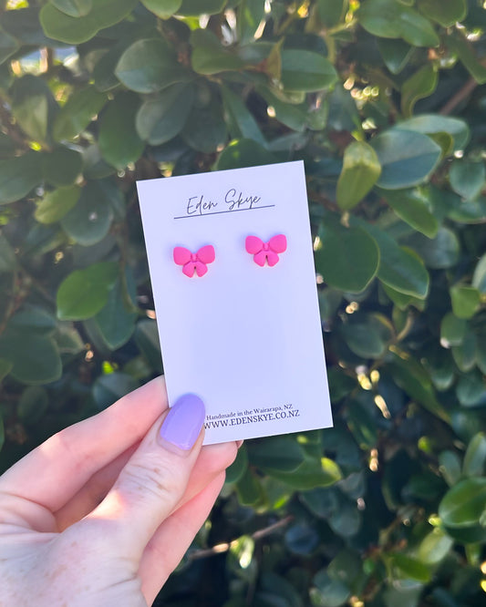 Pink Bow Studs